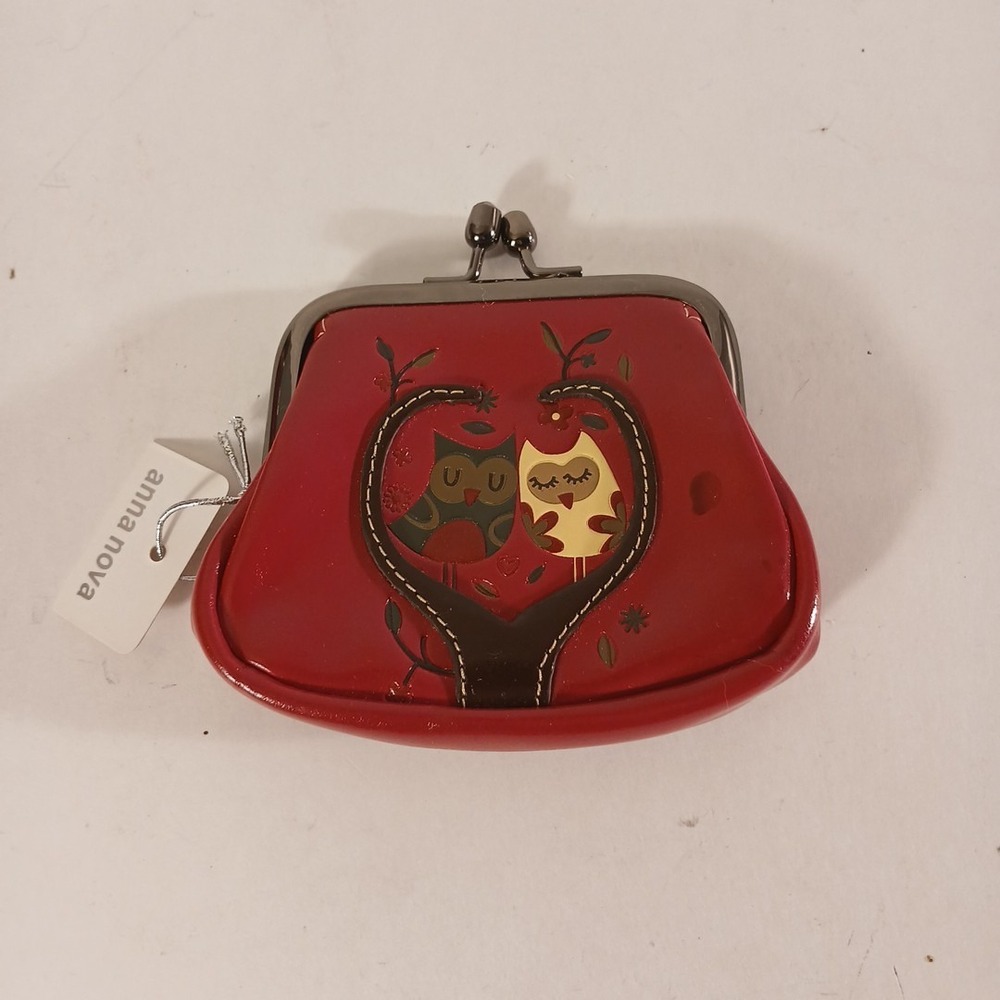 Anna Nova Red Coin Purse 2 Owls